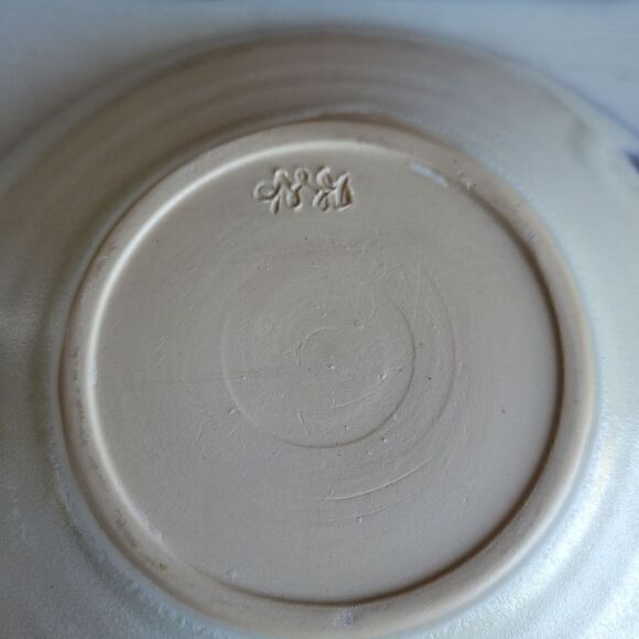 Vintage Glazed Blue & Purple Swirl Studio Pottery Bowl Signed by the Artist - Picture 7 of 13